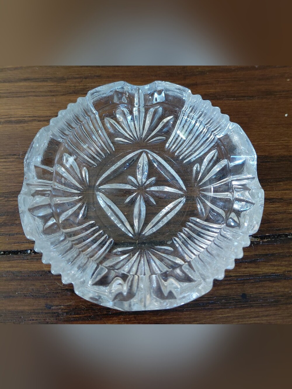 VTG Ashtray 4" Etched Federal Glass Clear Georgetown Pressed Glassware